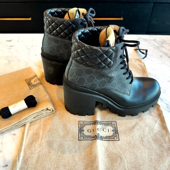 Gucci Women's GG Ankle Boot - Black Supreme Canvas - Size: 39 = 9 US - Picture 6 of 13
